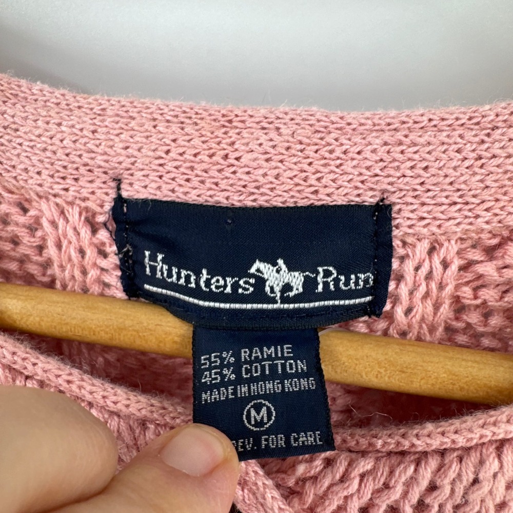Vintage Hunters Run Henley Sweater Chunky Knit Size M Cottage Coastal Granny - Picture 3 of 7